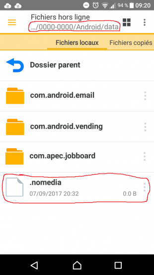 DS file - Suppression du fichier .nomedia - Jesauvegardemesdocuments.fr